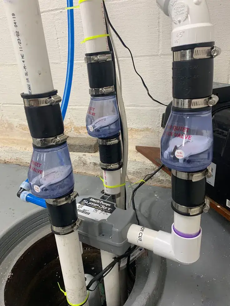 Check valve and sump pump installation