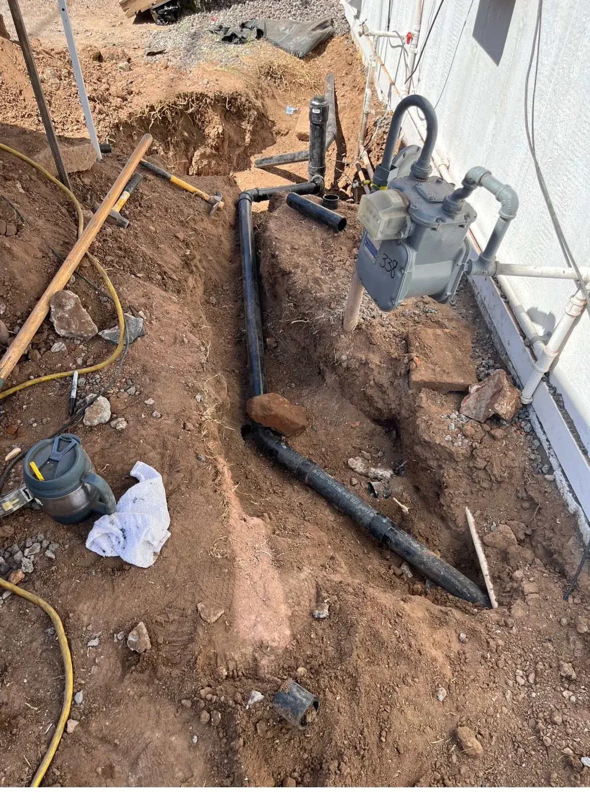 Real gas line trench job at an Apache Junction mobile home